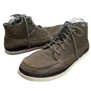 OluKai Nalukai Kapa Boots Mens Size 10.5 Chukka Waxed Canvas Lace Up Brown Olive